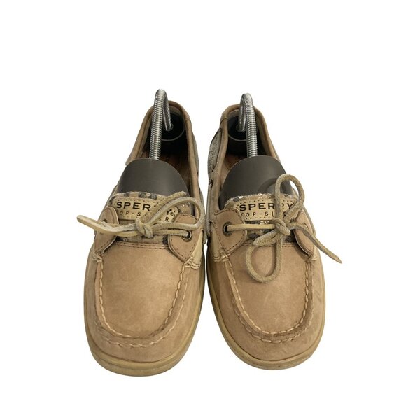Sperry Top-Sider Women's size 7.5M Tan Leopard Leather Casual Loafers Boat Shoes - Picture 2 of 8